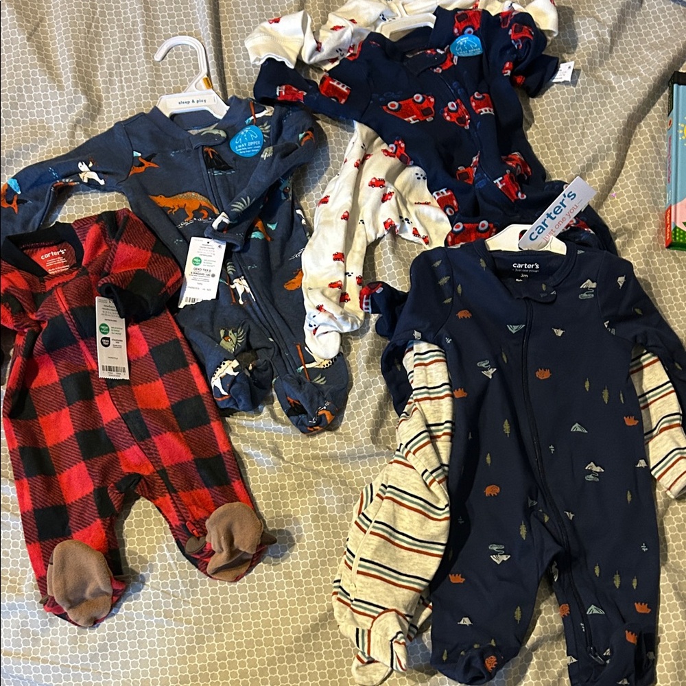 Carter's Navy & Red Kids One-Piece Footed Pajamas - 5-Pack Assortment